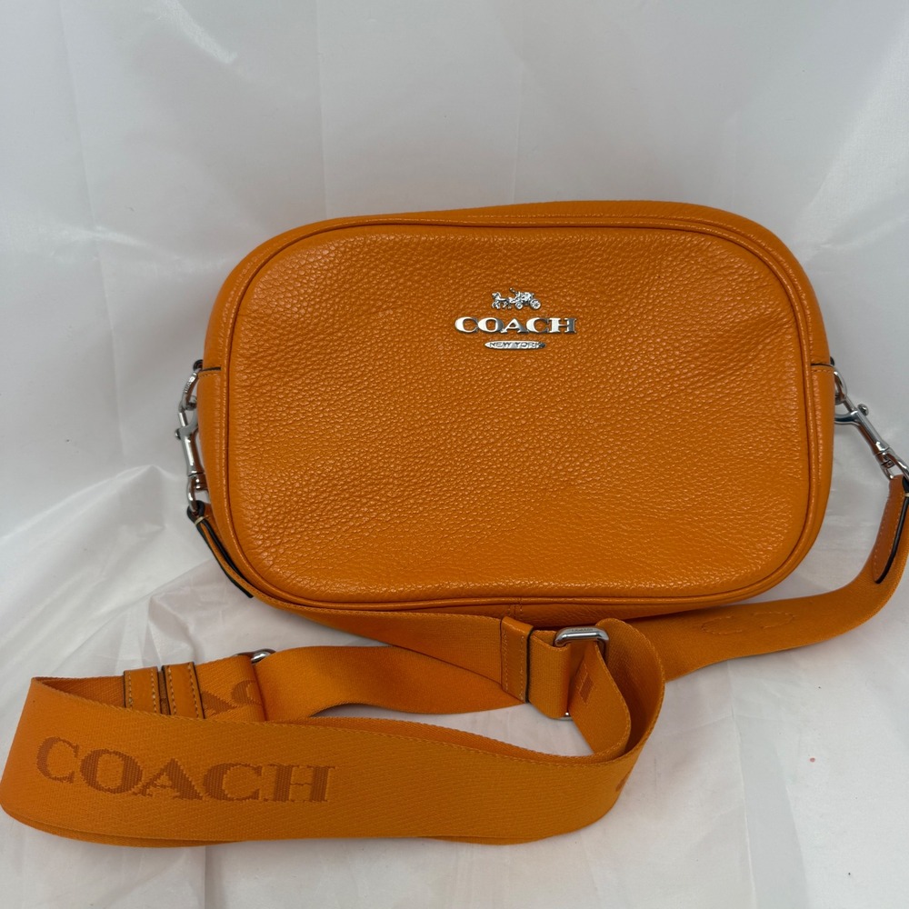 Coach Jamie Camera Bag Orange Pebbled Leather Crossbody CE600 Silver Hardware